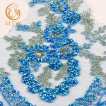 Gorgeous Clothing Blue Fashion Lace Trim Decoration 1 yard Length With Stones