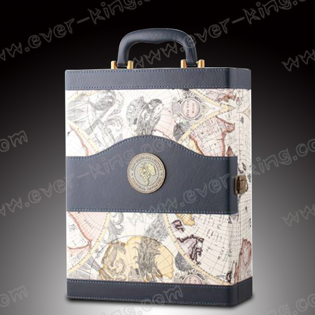 Leather Cardboard Wine Bottle Packaging Boxes , Frosting Bottle Gift Packaging