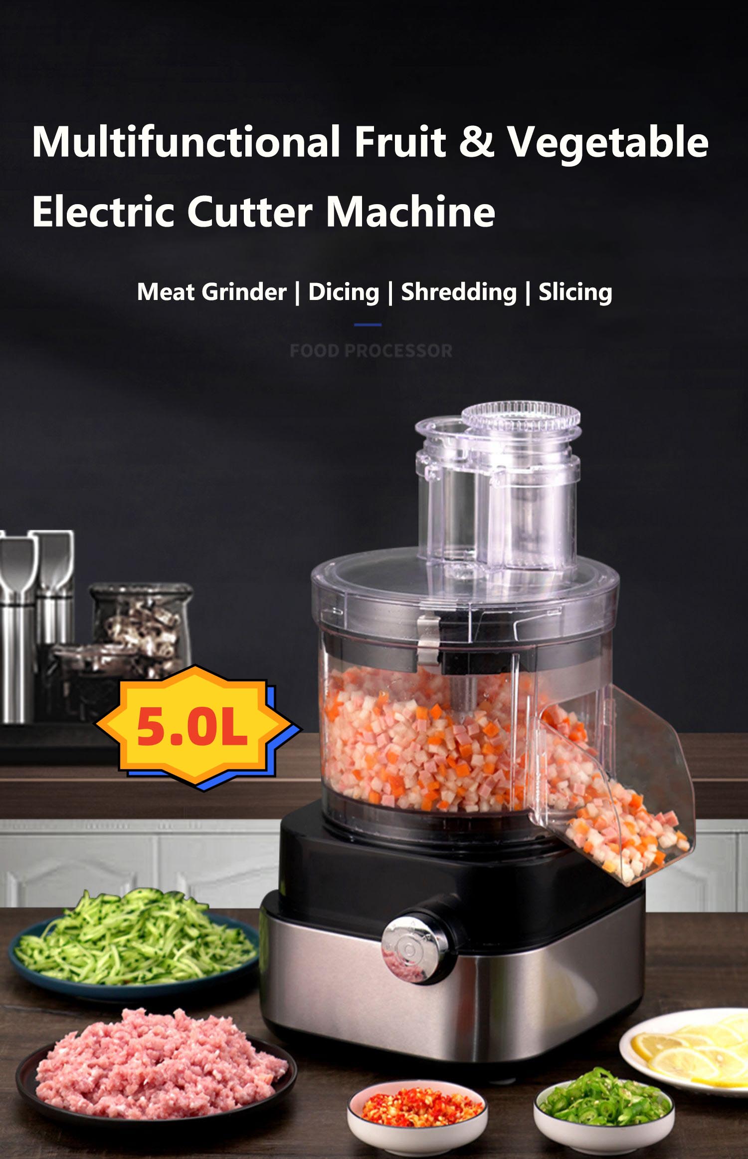 304 Stainless Steel Blade Multifunctional Electric Cutter for Commercial Dicing Needs