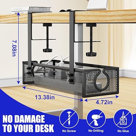 Office Electric Wire Organizer Tray No Drill Mesh Desk Cable Tray for Cable Management