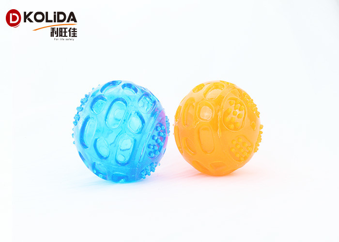 Flasing Floats Bright TPR Bouncy Pet Toys Light Up Dog Ball Orange / Blue