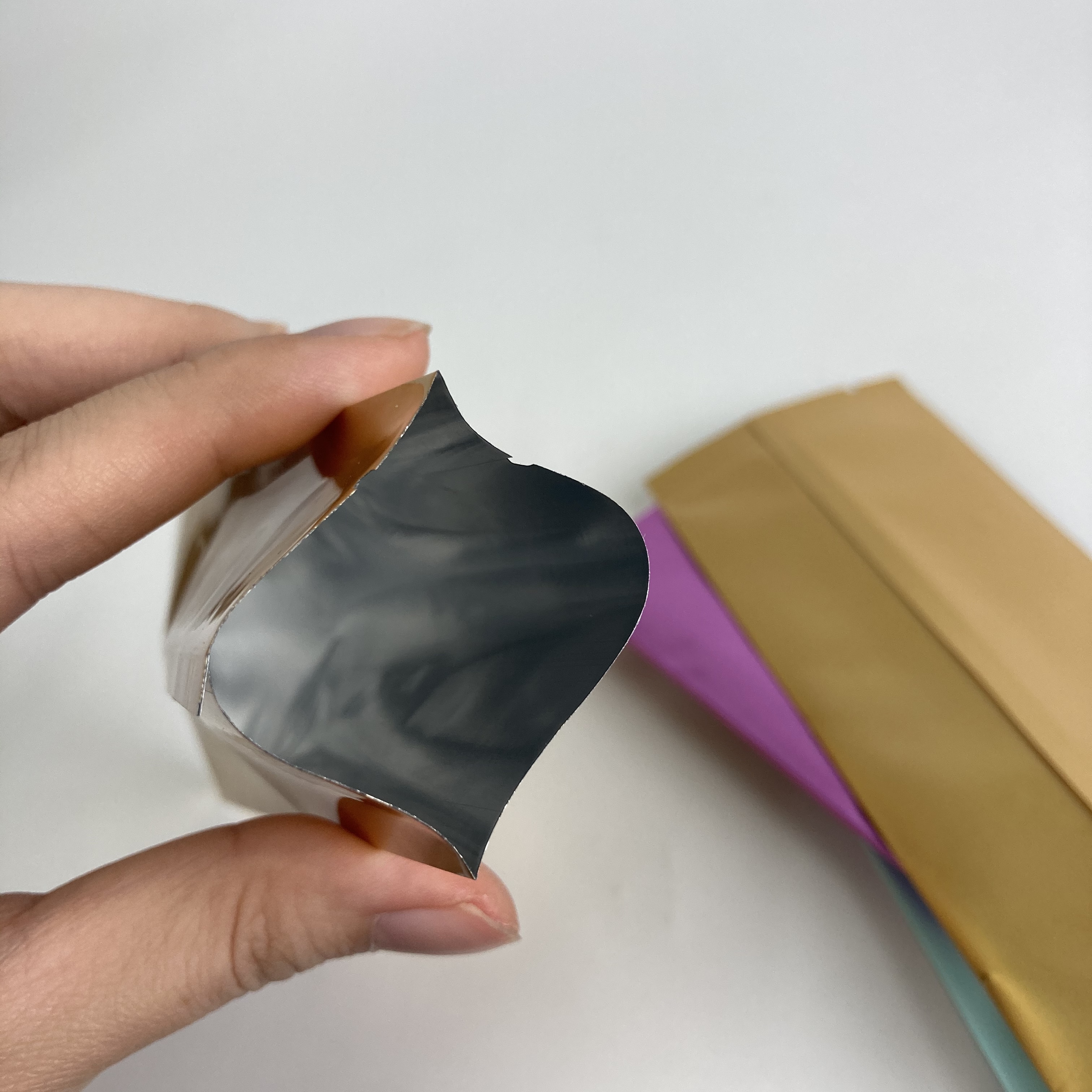Colorful Metallic Custom Plastic Bags Back Seal With Aluminum Foil Food Grade