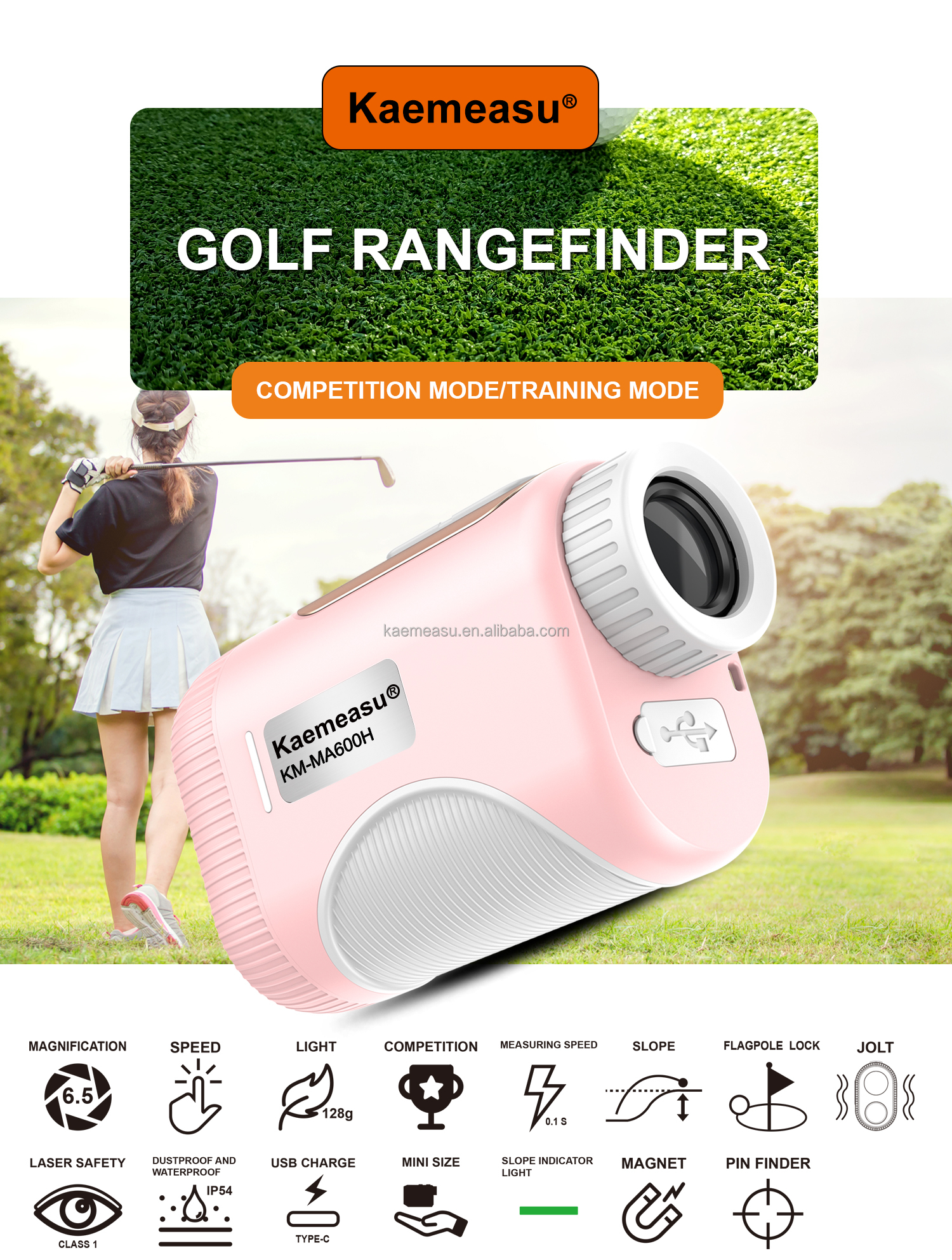 OEM 1000m Golf Slope Scope Laser Distance Meter Golf Laser Rangefinders Pink Color for Kids and Women