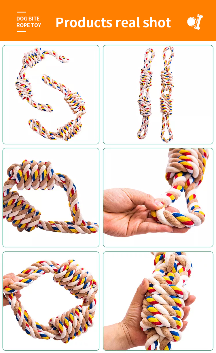 Dog Toy Pet Cotton Rope Toy Tough Rope Mixed Color Fun and Durable for Active Pets