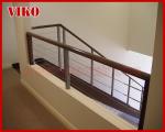 Steel Cable Stair VK89SC WoodenHandrail Treed American Oak Carbon Powder-coate