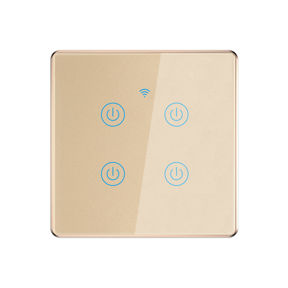 4 Gang EU UK Standard Touch Aluminum Frame Smart Timer Switch 4 Gang Smart Switch Tuya WiFi