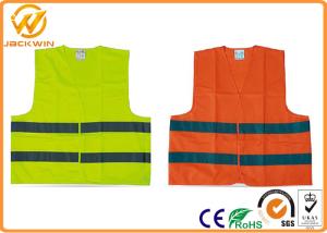 Quality High Visibility Polyester Reflective Safety Vests Fluorescent Orange / Yellow wholesale
