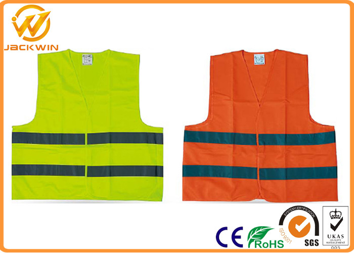 High Visibility Polyester Reflective Safety Vests Fluorescent Orange / Yellow