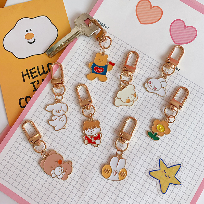 Rabbit Key Chain Ornaments , Die Cutting Crystal Pendant Keychain 16mm Thick