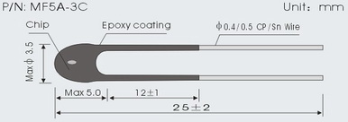 Epoxy Coated NTC Thermistors MF5A-2/3 Series 3