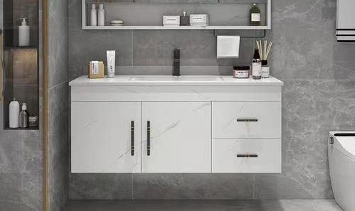 Wall Mounted Wood Bathroom Vanity with Handle-Free Design and Basin Included by YALIG