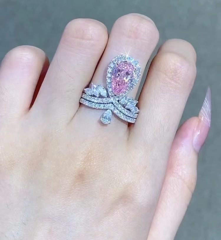 2.47ct VVS2 Pink Diamond Engagement Ring Wedding Ring Pear Cut Jewelry Design