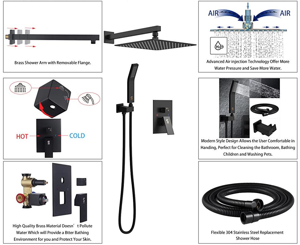 Bathroom shower mixer 360 degrees rotating thermostatic waterfall rainfall ceiling water saving shower mixer head