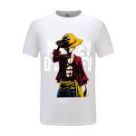 Casual Luffy Character Anime Couple Shirts O Shaped Neck Anti Bacterial