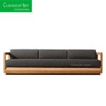 OutdoorFoam Cushion and Water-Resistant Fabric Luxury Teak Sofa Sets for Outdoor