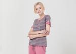 Homestyle Round Neck Women'S Pajama Short Sets , Ladies Striped Pyjamas sets