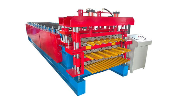 440V Corrugated Roll Forming Machine Ibr Metal Steel Glazed Tile Roofing Sheet Three Layer