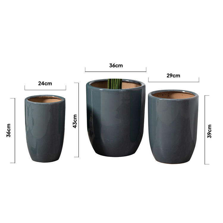 Custom Modern Balcony Garden Pots Indoor Outdoor Floor Decorative Ceramic Plant Flower Pot Set