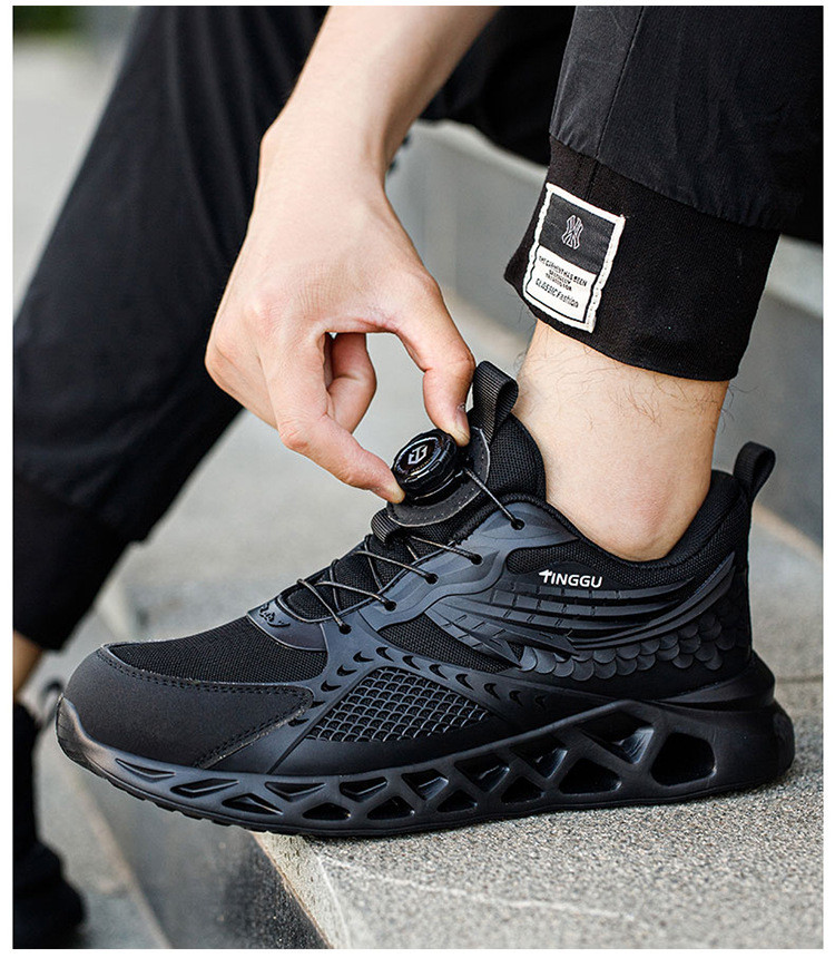 TPU Microfiber Flying Knit Industrial Safety Shoes With EVA Sole Kevlar Mid Sole Steel Toe Anti-stab And Anti-smash