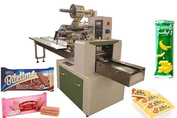 Wafer Biscuit Food Pillow Packaging Machine Stainless Steel 304 Material Flow