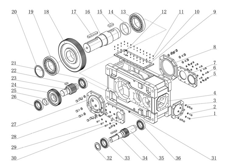 H Type Parallel Shaft Bevel Helical Gearbox High Torque Large Gear Ratio