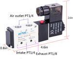‎Aluminum Pilot Operated Pneumatic Solenoid Valve 2 Position 5 Way For Double