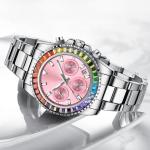 SUS304 Quartz Battery Wristwatches , Sweatproof Ladies Watches With Diamonds