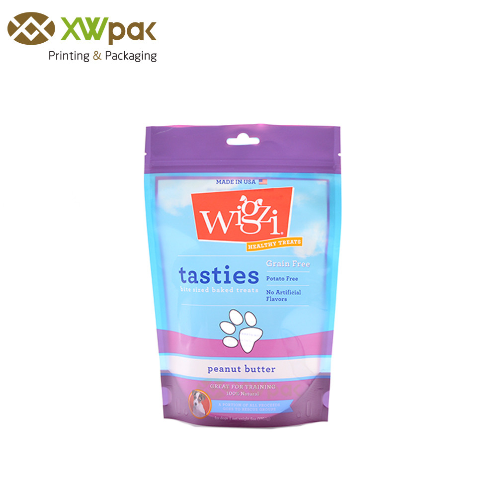 Printed Resealable Doypack Stand Up Pouch Pet Food Dog Treat Packaging Bags With Zipper