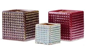 Quality Small Square 12x12x12cm Glazed Ceramic Indoor Pots wholesale