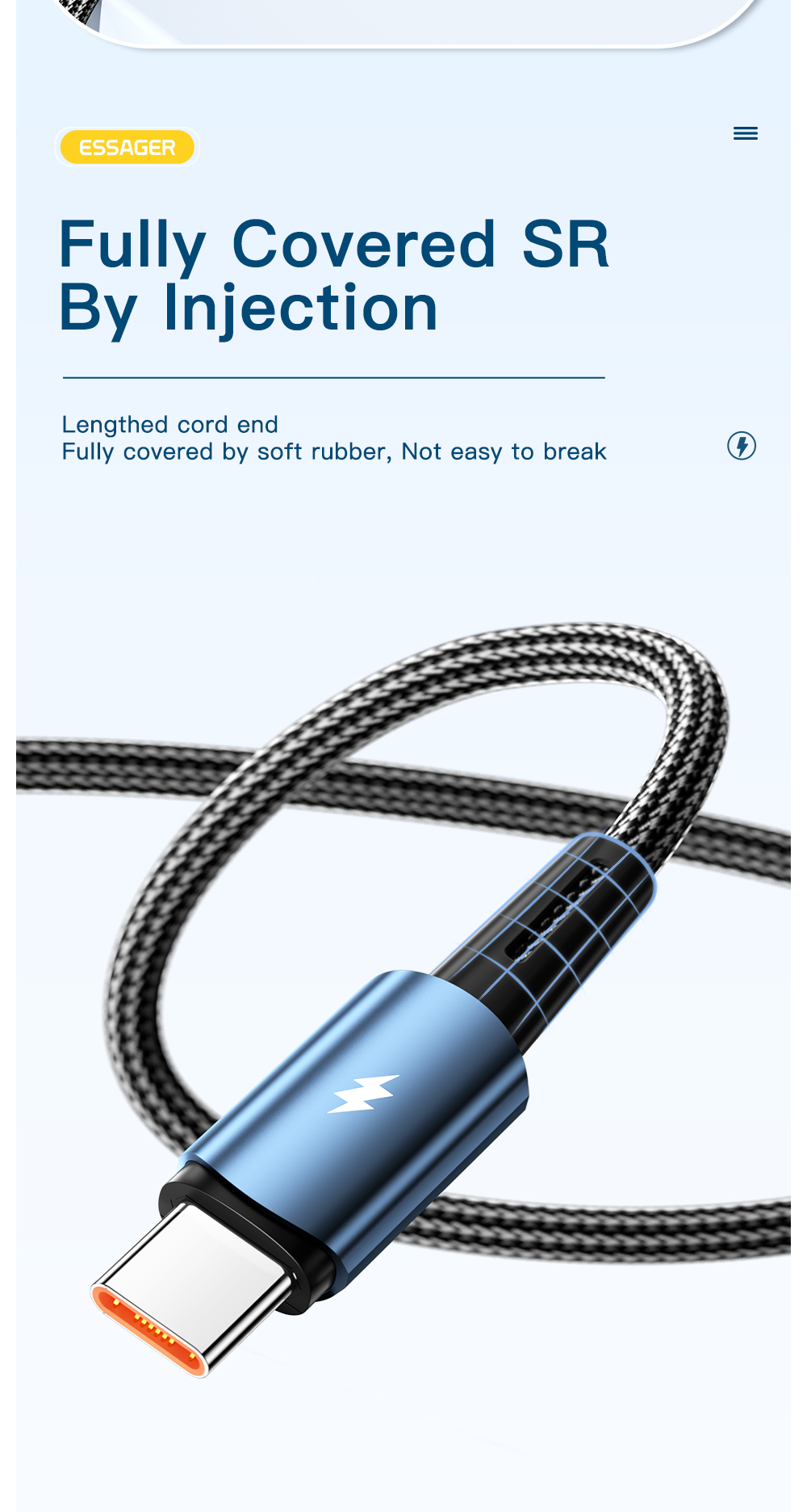 Sunset USB to Type C Cable 120W Quick Charge Type C Data Cable 6A