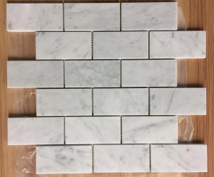 Quality Subway Marble Mosaic Tile 3&quot; X 6&quot; Carrara White For Bathroom , 2/5&quot; Thickness wholesale