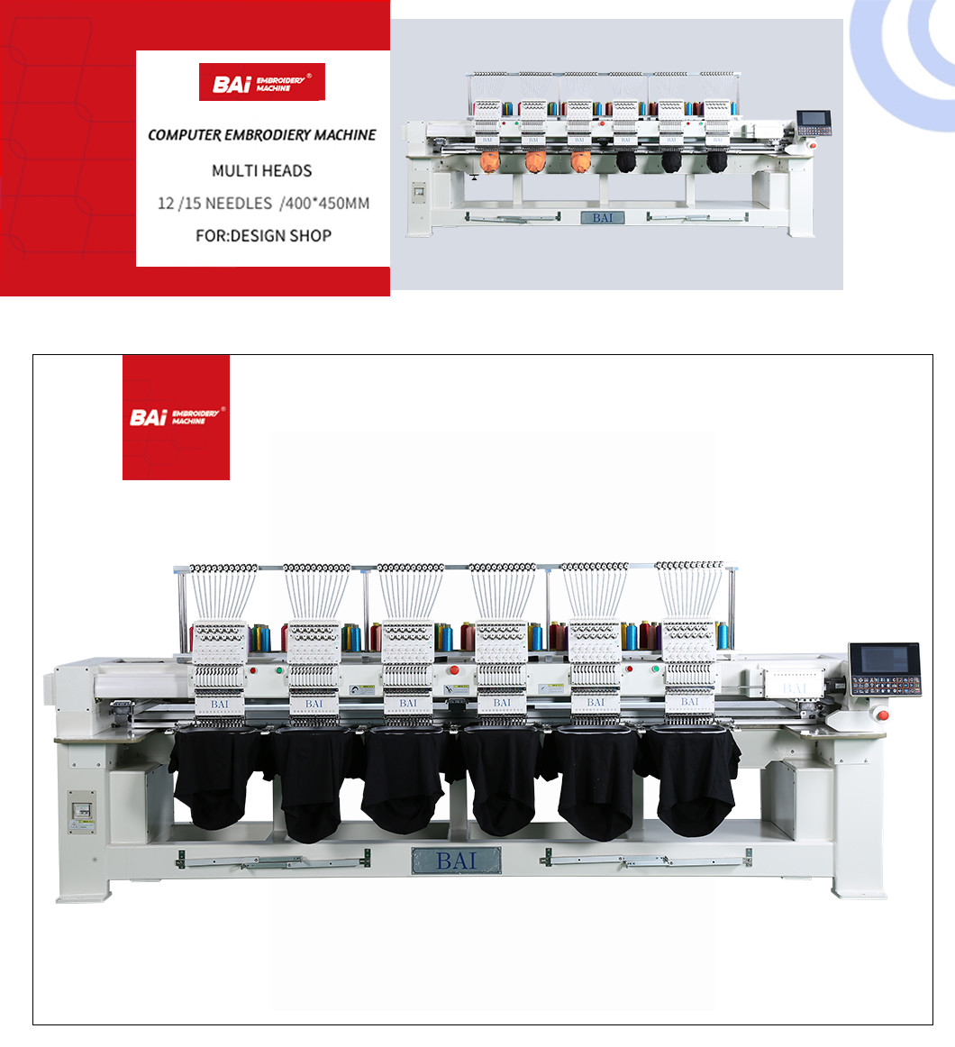 Patches Multi Needle Embroidery Machine 6 Head 1000rpm