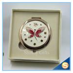 Shinny Gifts Butterfly Design Rhinestone Pocket Mirror Metal Handbag Mirror