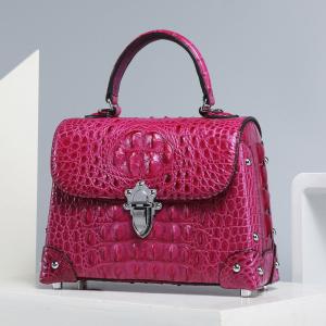 Quality Fashion Designer Genuine Crocodile Skin Female Small Purse Studs Handbag Exotic Alligator Leather Lady Shoulder Bag wholesale