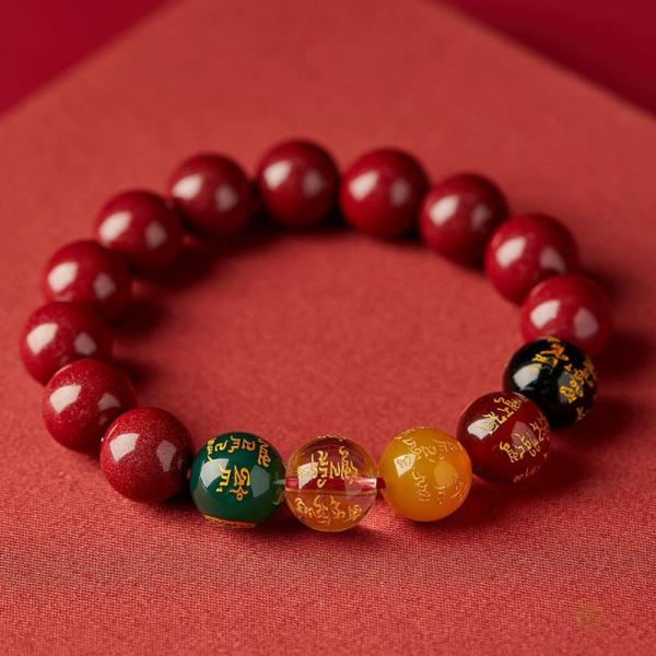 Feng Shui Bracelet Cinnabar Bracelet, Cinnabar PiXiu Bracelet Prayer Beads