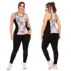 Quality Nylon Plus Size Crop Top And Leggings Printed Quick Drying Yoga Set clothes wholesale
