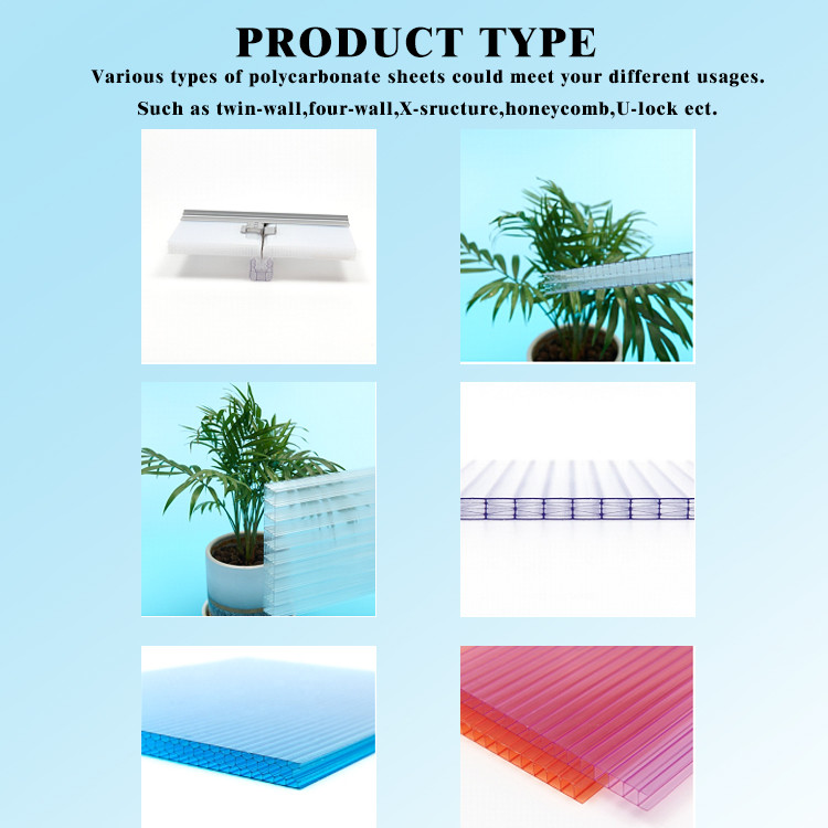 Transparent Cellular Multiwall Polycarbonate Sheet 10mm 6mm 8mm
