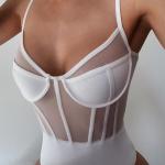 See Through Mesh Low Cut Women's Tank Tops One Piece