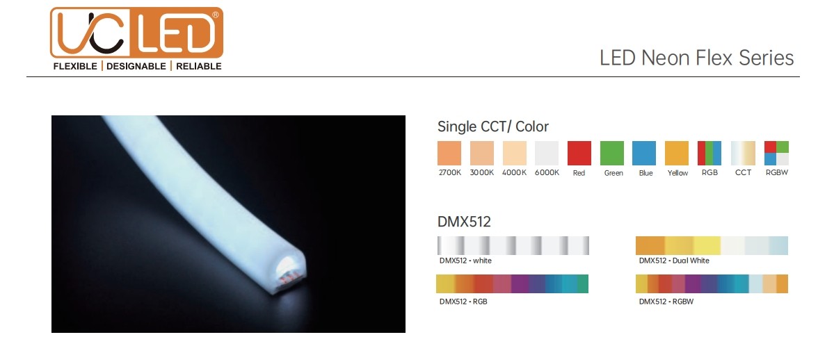 Custom Top Bend Neon LED Strip 24V With Constant Voltage DMX512 And SPI Control