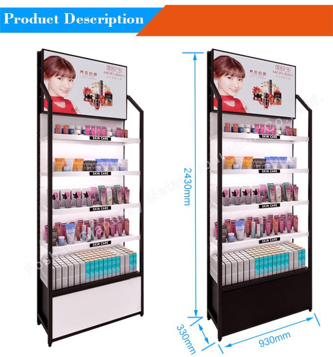 Free Standing Beauty Makeup Display Stand Cosmetic Display Shelves Logo Customized