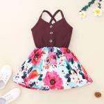 Printing Fashion Suspender Children'S Dress Clothing Sleeveless
