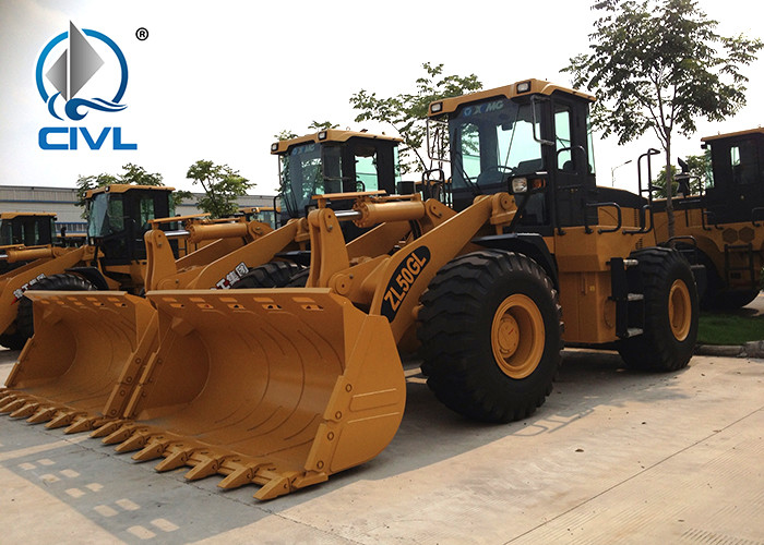 3m³ Compact Wheel Loader ZL50G , Yellow Small Wheel Loader 18T Rock Bucket Seiers