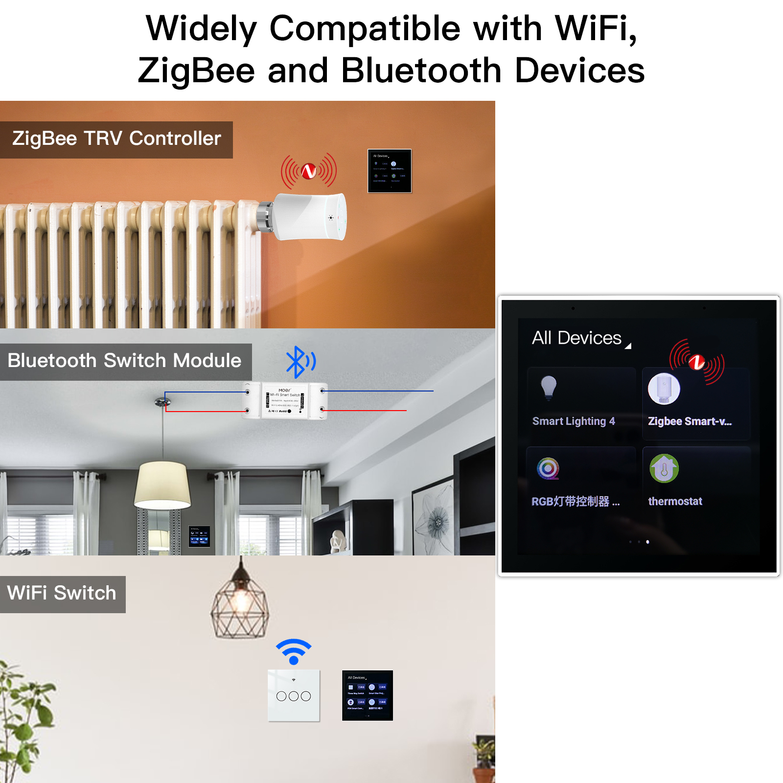 Tuya WiFi & ZIGBEE Smart control home appliances wall controller center