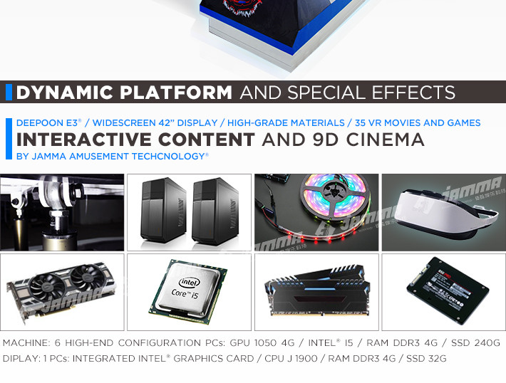 5000W 6 Seats 360 Degree Cinema , 42 Inch Monitor Virtual Reality Movie Theater