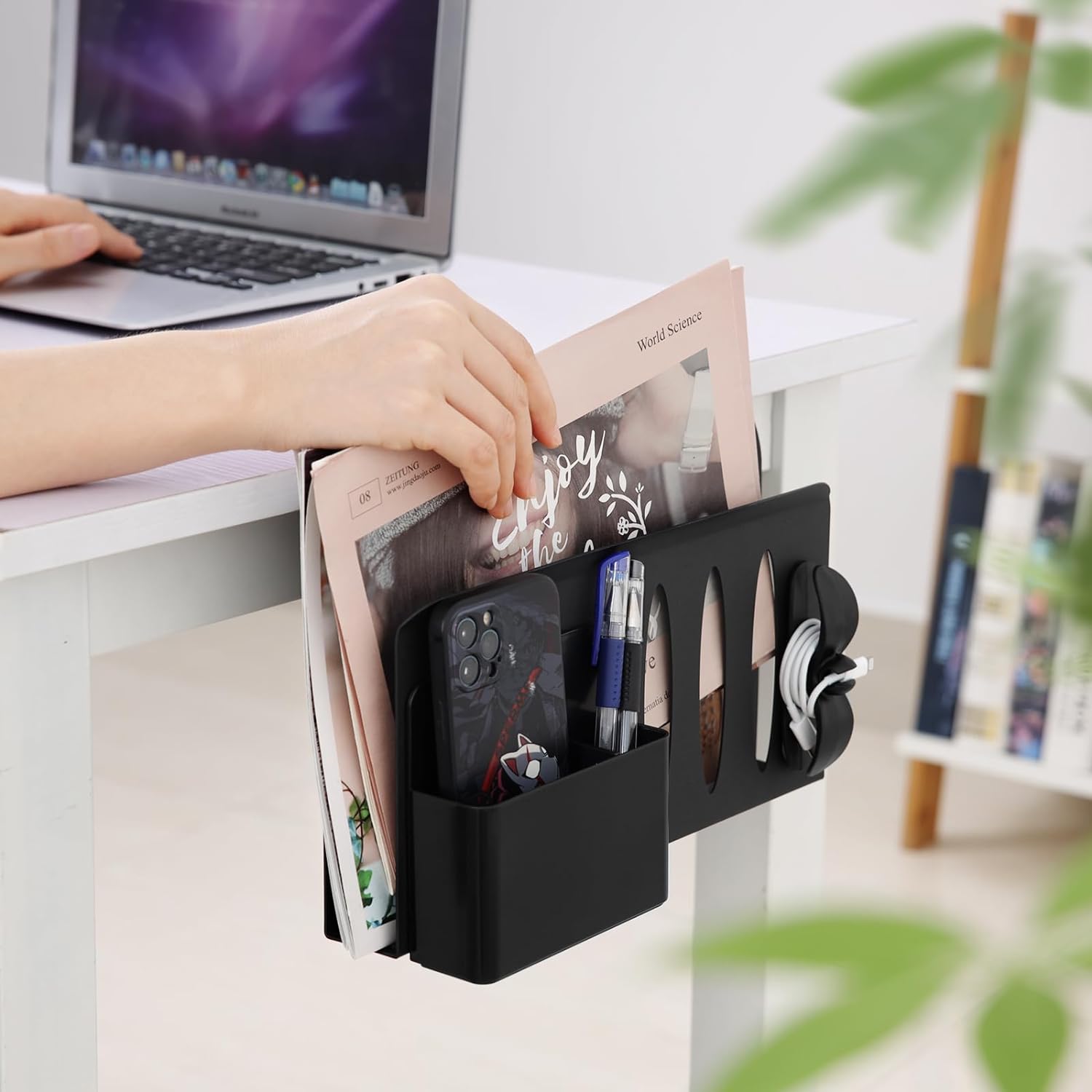 Table Side Storage for Perfect Standing Desk Cable Management Rack Single Tier Design