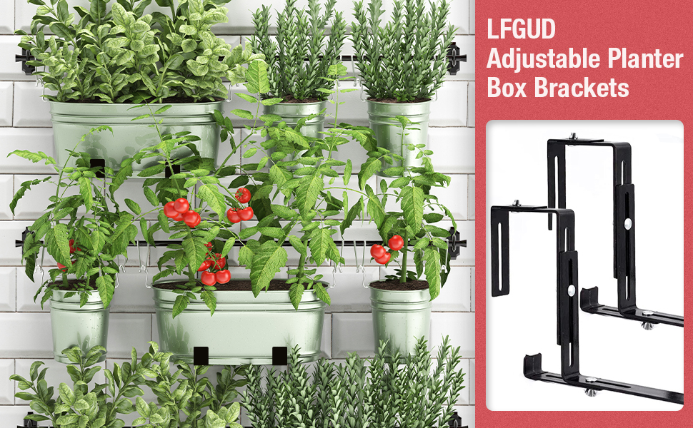 Heavy Duty Iron Flower Box Wall Mounting Hooks for Universal Window Box Brackets