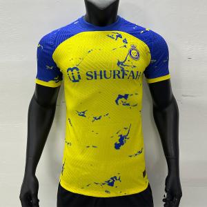 Quality Permeable Blue Yellow Soccer Player Version Jersey Durable And Dynamic wholesale