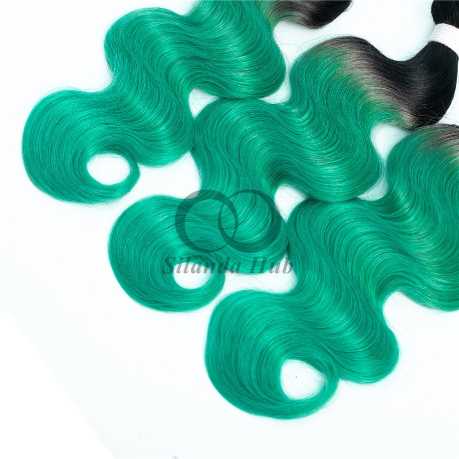 #T1B/Green Body Wave Remy Human Hair Bundles Sew In Weave Bundles Brazilian Bundle Deals