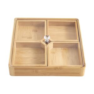 Quality Household Bamboo Storage Box Degradable Divided Wood Nut Tray Snacks wholesale