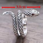 Snake Style Simulated Garnet Eyes Scale Serpent Ring 925 Sterling Silver Band